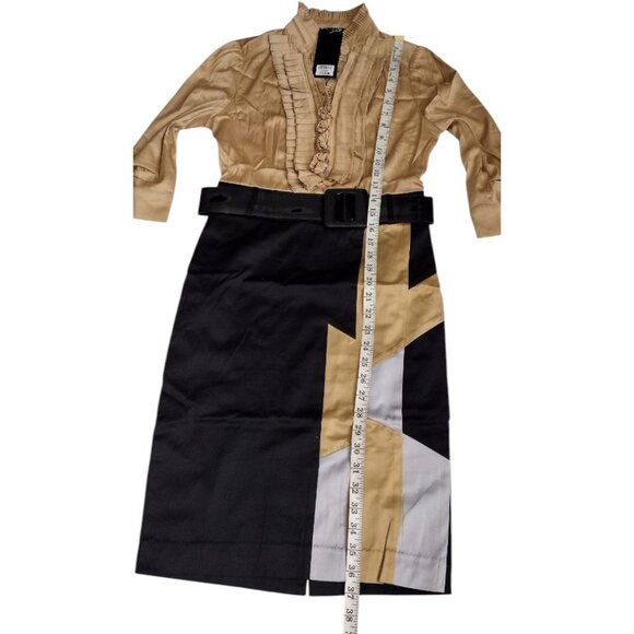 Rachael G. Black and Gold Satin Dress, Size S - Picture 2 of 13